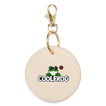 Cooler Frosch mit Sonnenbrille - Runder Schlüsselanhänger - Auster - Vorne