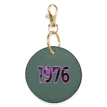 Number year 50. Birthday 1976 - Round Keyring - evergreen - Front