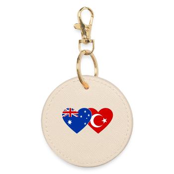 Cœur du drapeau de la Turquie australienne - Porte-clés rond - huître - Devant