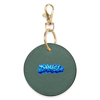 Graffiti  DANIEL Prénom cadeau idéal imprimable  - Porte-clés rond - vert sapin - Devant