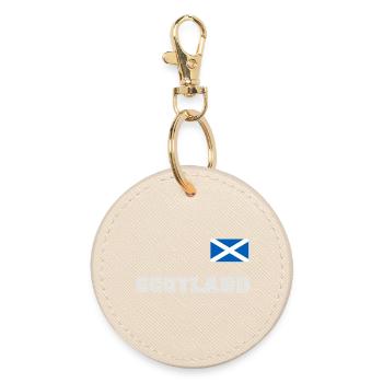 Schottland Trikot Look - SCOTLAND mit Flagge Fahne - Runder Schlüsselanhänger - Auster - Vorne