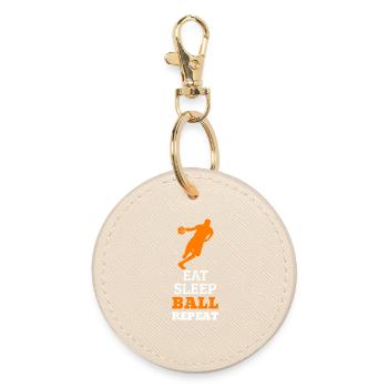 Eat. Sleep. Ball. Repeat. – Orange Design - Round Keyring - oyster - Front