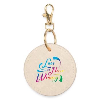 Love Is Never Wrong LGBTQ Pride Quote Design - Round Keyring - oyster - Front