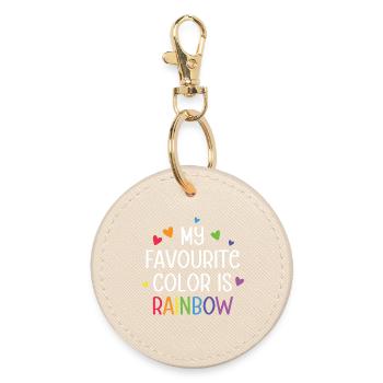 LGBT Pride Month - Meine Lieblingsfarbe ist Regenbogen - Runder Schlüsselanhänger - Auster - Vorne