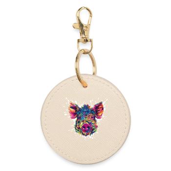 Explosion de couleurs tête de porc - Porte-clés rond - huître - Devant