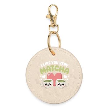 Matcha Tee Spruch Grüner Tee Like You Very Matcha - Runder Schlüsselanhänger - Auster - Vorne