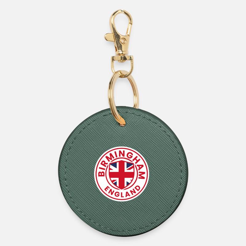 Emblème de Birmingham, Angleterre, - Porte-clés rond - vert sapin