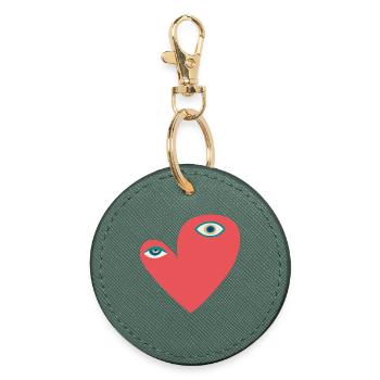 Surreal Heart with Eyes - Round Keyring - evergreen - Front