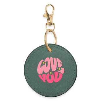 Lettres de bulle que je t’aime - Porte-clés rond - vert sapin - Devant