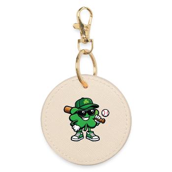 Baseball Shamrock St Patrick’s Irish - Round Keyring - oyster - Front