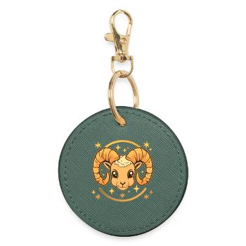 Signe du zodiaque Bélier - Porte-clés rond - vert sapin - Devant