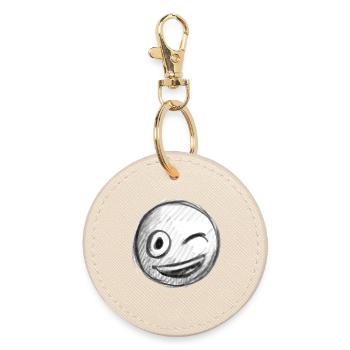 Emoji Kuss Herz Liebe Emoji - Runder Schlüsselanhänger - Auster - Vorne