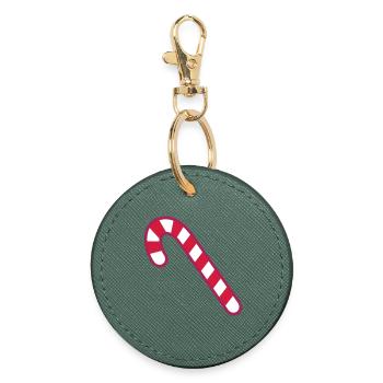 candy cane candy cane gnome elf elf - Round Keyring - evergreen - Front