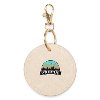 Prague Czechia Skyline Czech Souvenir - Round Keyring - oyster - Front