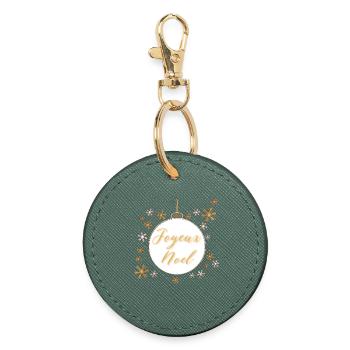 boule de noël "Joyeux noël" - Porte-clés rond - vert sapin - Devant