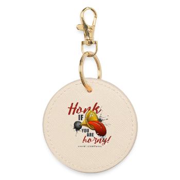 Honk if you are horny - Round Keyring - oyster - Front