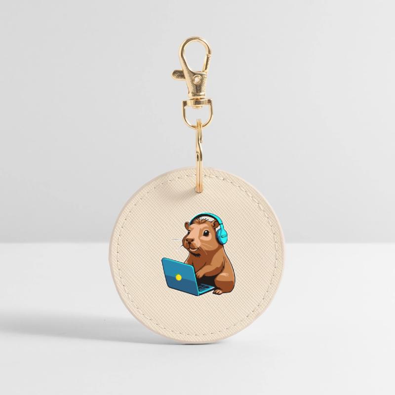 Capybara Programmeur Codeur Ordinateur Porte-clés rond