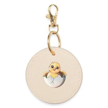 Cute Hatchling and Egg Illustration - Round Keyring - oyster - Front