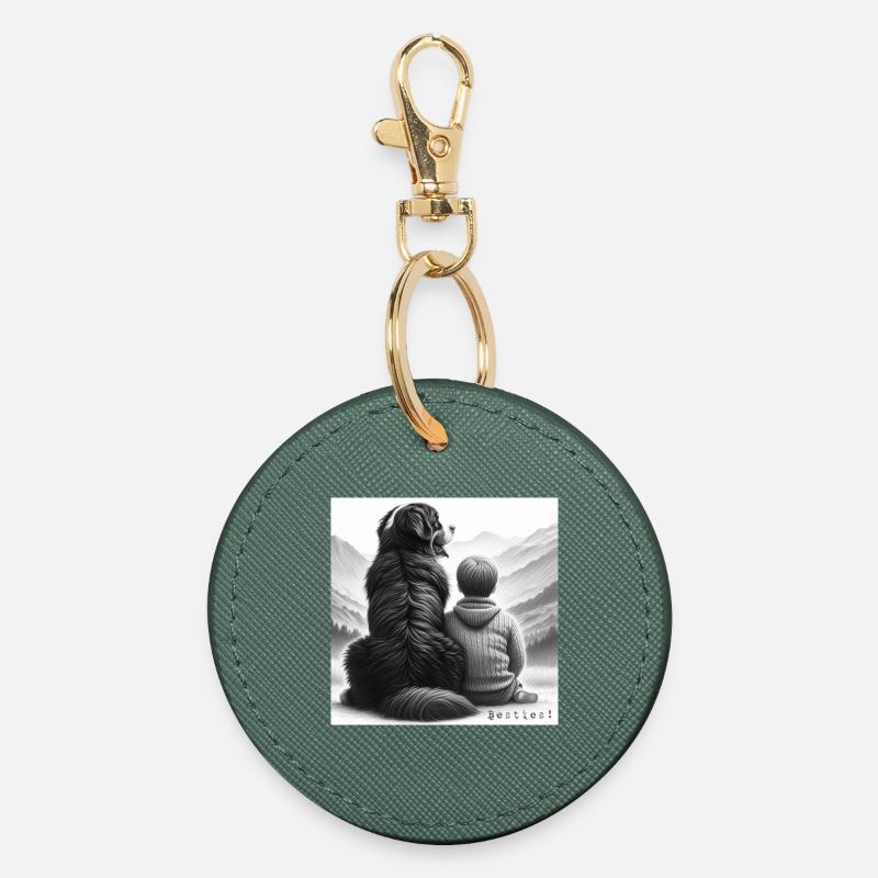 Bouvier bernois - Porte-clés rond - vert sapin