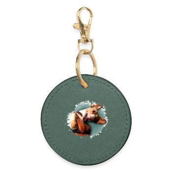 Lustiger Hund Jagdhund khaki - Aquarell Design  - Runder Schlüsselanhänger - Fichte - Vorne