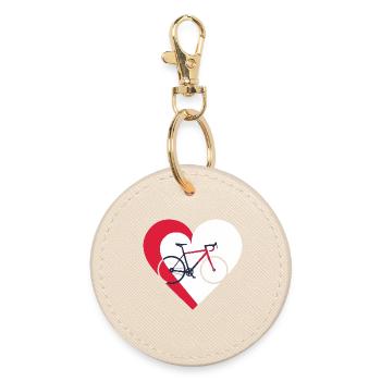 I love my bicycle - Bike and heart - Round Keyring - oyster - Front