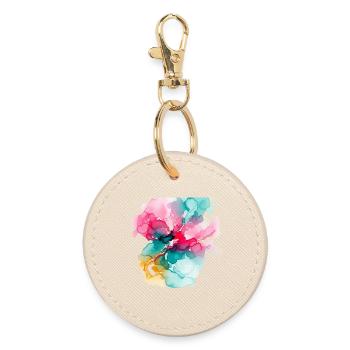 Bloom aquarelle abstraite : explosion de couleurs vives - Porte-clés rond - huître - Devant