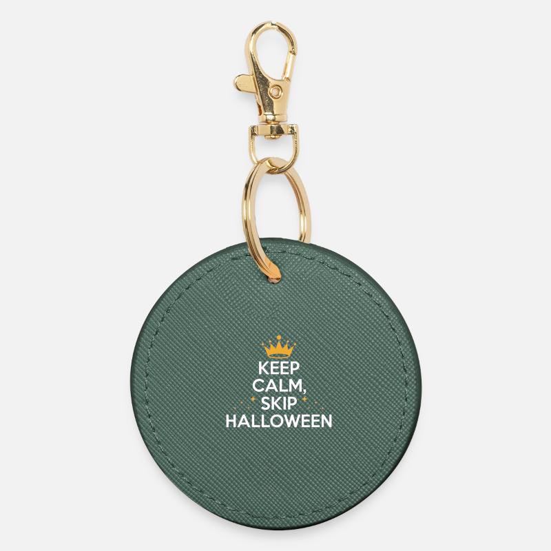 KEEP CALM & SKIP HALLOWEEN - Porte-clés rond - vert sapin