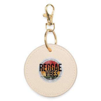 Reggae Vibes Retro Design - Round Keyring - oyster - Front