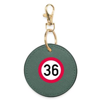 36th birthday Attention! Traffic sign 36 Km/h - Round Keyring - evergreen - Front