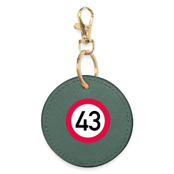 43rd birthday Attention! Traffic sign 43 Km/h - Round Keyring - evergreen - Front