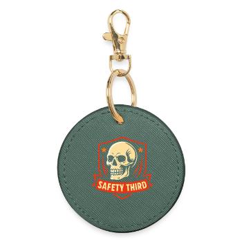 Safety Third Badge Skull Safety Third - Round Keyring - evergreen - Front