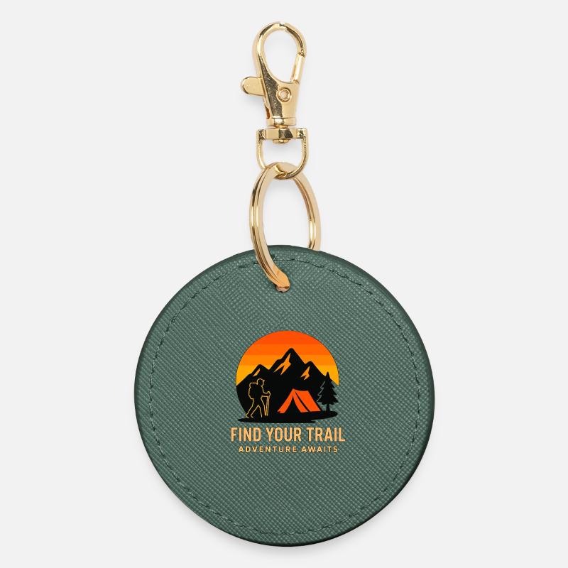 Find Your Trail – Sunset Mountain Hike - Round Keyring - evergreen