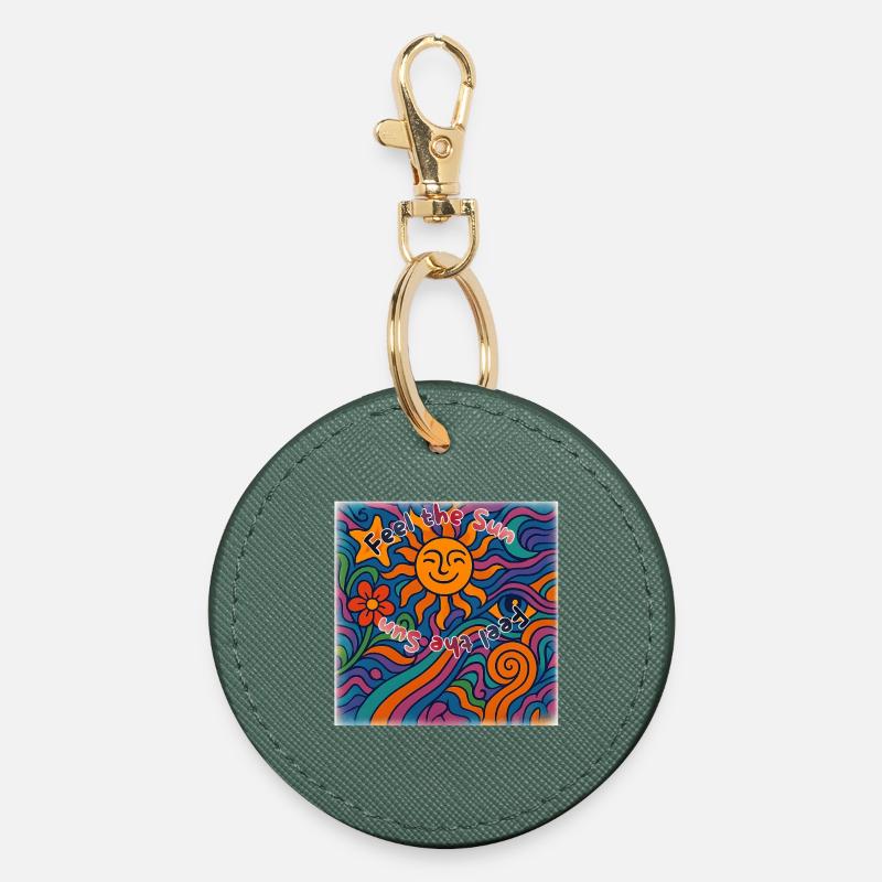 Feel the Sun - Summer Design - Round Keyring - evergreen