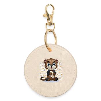 Learning otter with paper chaos - Round Keyring - oyster - Front