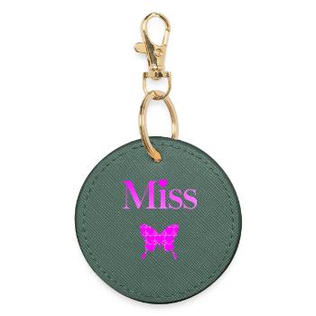 Fräulein Papillon Fushia - Runder Schlüsselanhänger - Fichte - Vorne