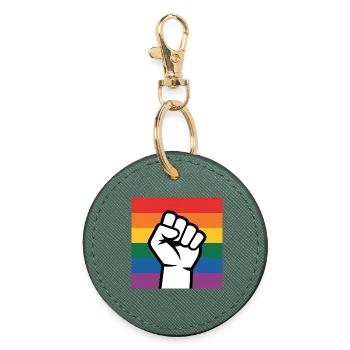 Antifa Fist - Antifascist Merch - Round Keyring - evergreen - Front