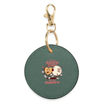 Good day to be happy - Round Keyring - evergreen - Front