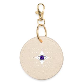 Œil dans un motif géométrique d’étoile - Porte-clés rond - huître - Devant