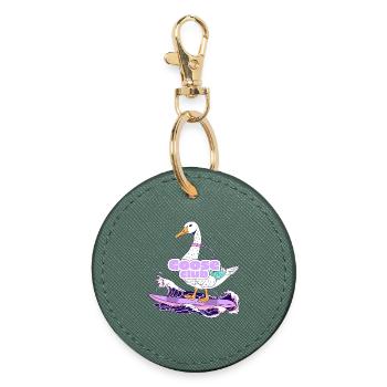 Oie de surf avec masque et badge du club - Porte-clés rond - vert sapin - Devant