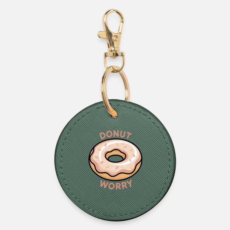 Donut Worry Motivationnel - Porte-clés rond - vert sapin