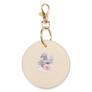 beautiful Japanese-style dragon & flowers - Round Keyring - oyster - Front