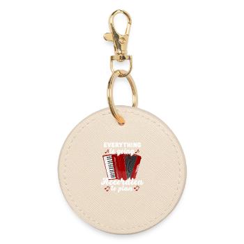Everything Is Going Accordion To Plan Accordionist - Round Keyring - oyster - Front