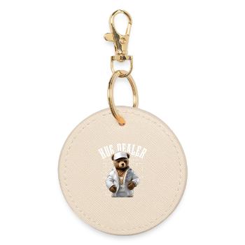Gangster Hug Dealer Teddy Bear Funny - Round Keyring - oyster - Front