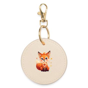 Herbstlicher Fuchs  - Runder Schlüsselanhänger - Auster - Vorne