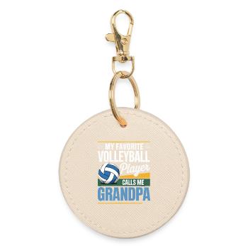 Volleyball Opa - Lieblingsspieler Design - Runder Schlüsselanhänger - Auster - Vorne