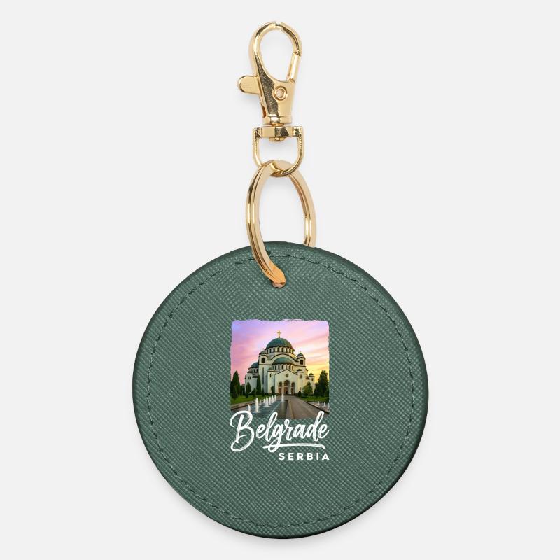 Belgrade, Serbie - Porte-clés rond - vert sapin