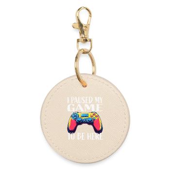 Paused My Game To Be Here - Round Keyring - oyster - Front