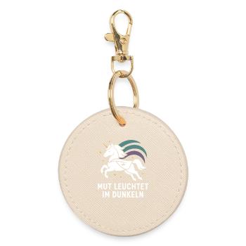 Courage shines in the dark, unicorn heroine - Round Keyring - oyster - Front