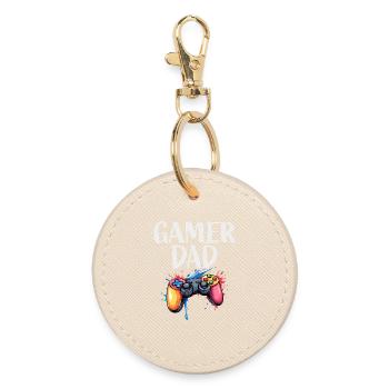 Gamer Papa Controller Splash - Runder Schlüsselanhänger - Auster - Vorne