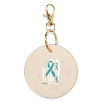 Cervical Cancer Awareness for mom, wife, grandma - Round Keyring - oyster - Front